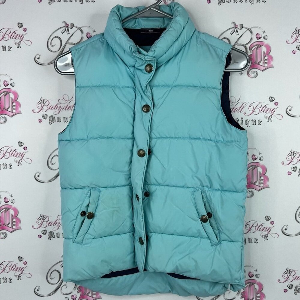 GAP vest puffer zip up warm cozy layer Aqua Blue Puffer Vest